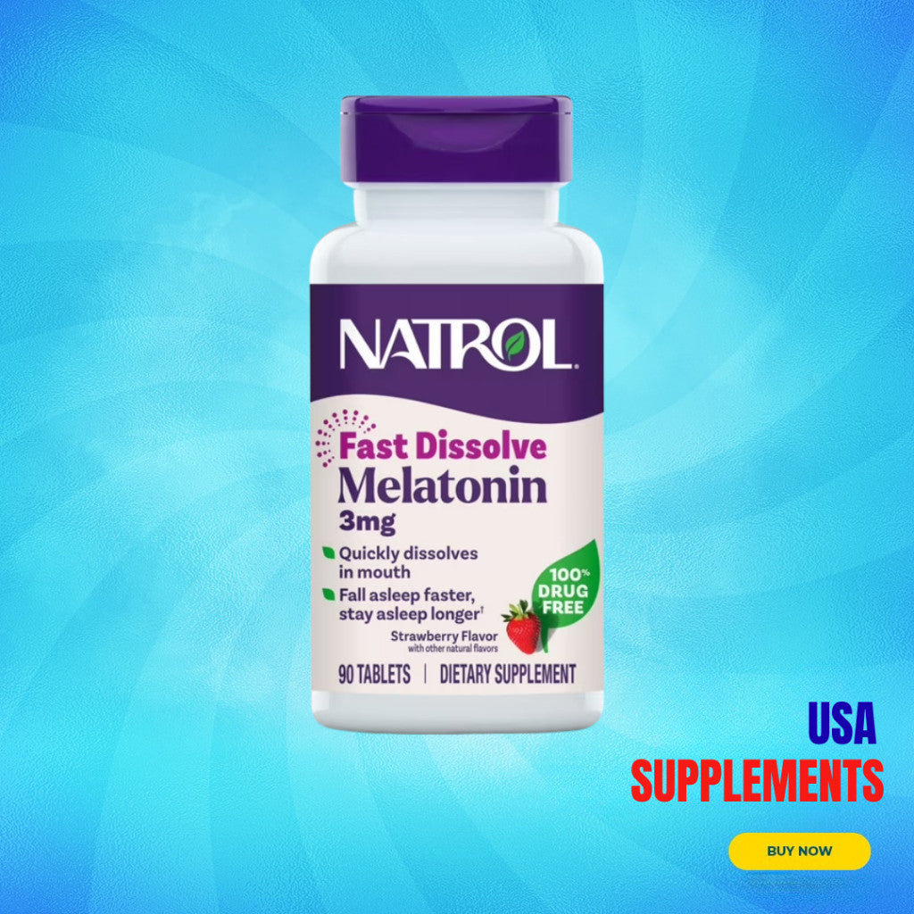 USA Supplements | Natrol, Melatonin, Fast Dissolve, Strawberry, 3 mg, 90 Tablets ( Sleep Support )