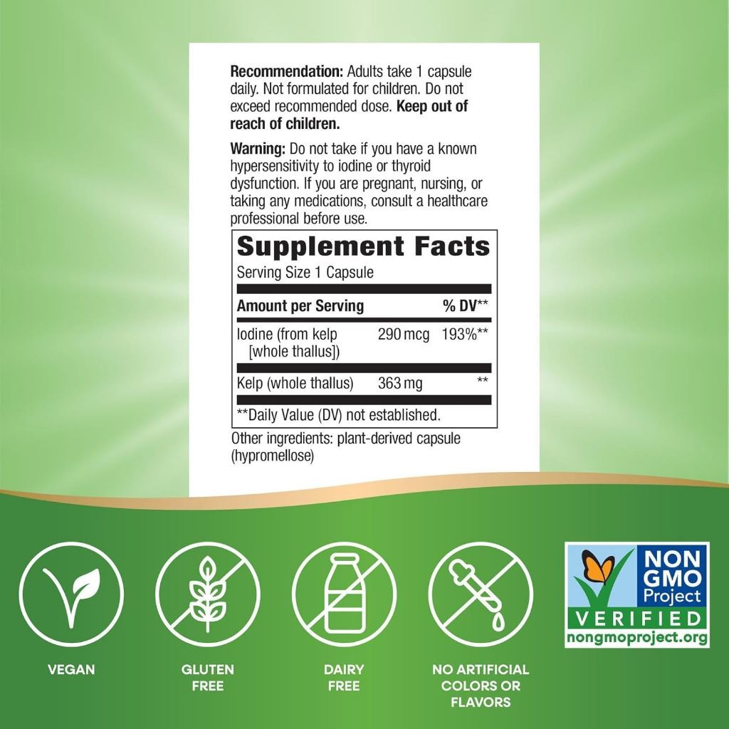 USA Supplements | Nature's Way, Whole Thallus Kelp, 100 Capsules ( Thyroid & Metabolic Support )