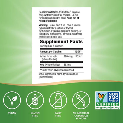 USA Supplements | Nature's Way, Whole Thallus Kelp, 100 Capsules ( Thyroid & Metabolic Support )