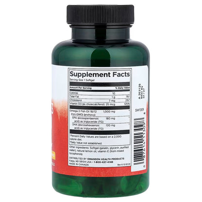 USA Supplements | Swanson, Omega-3 Fish Oil with Vitamin D ( Heart and Brain Health )