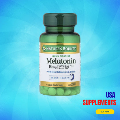 USA Supplements | Nature's Bounty, Melatonin, 10 mg, 45 Quick Dissolve Tablets ( Sleep Support )