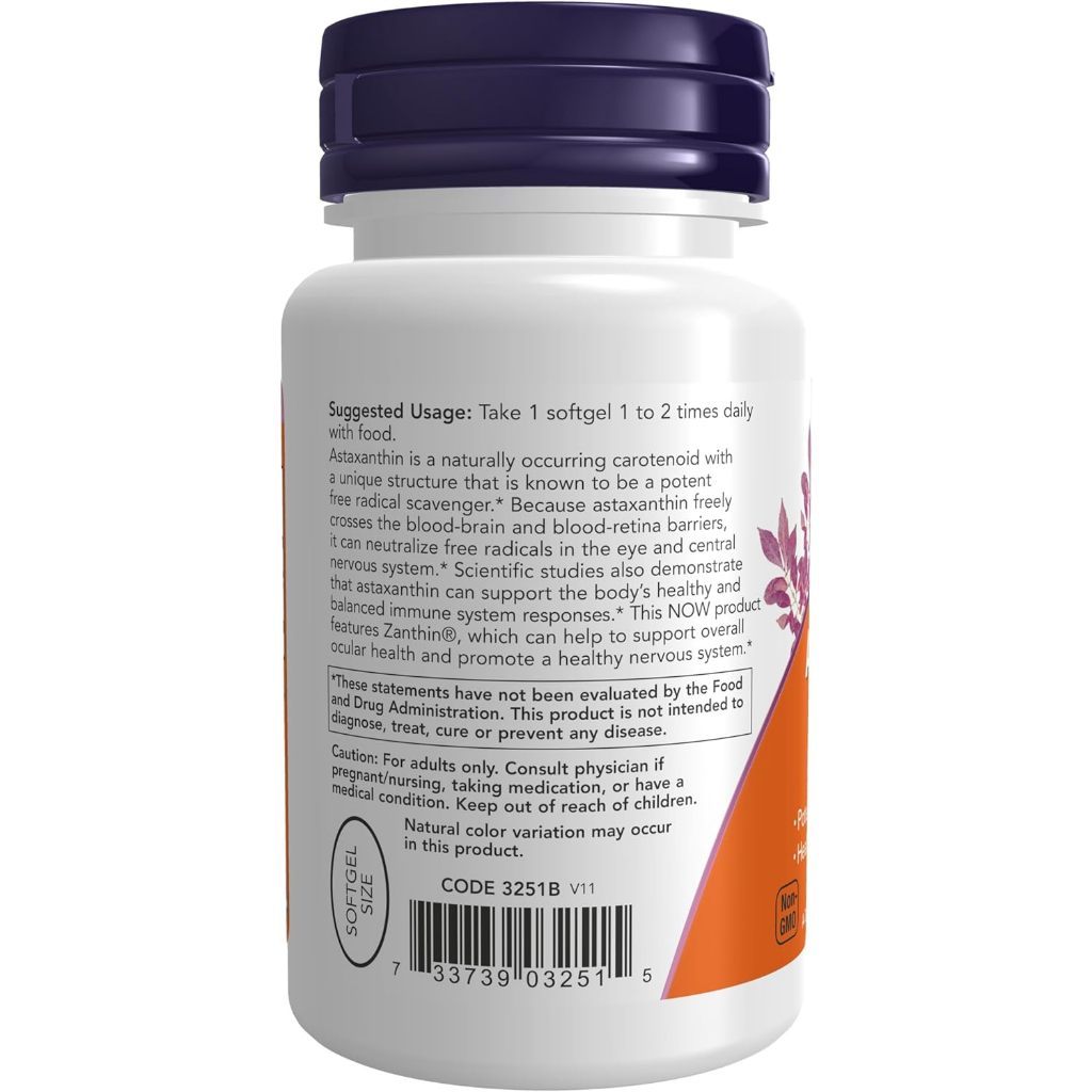 USA Supplements | NOW Foods, Astaxanthin, 4 mg, 60 Veggie Softgels ( Supports Eye Health )