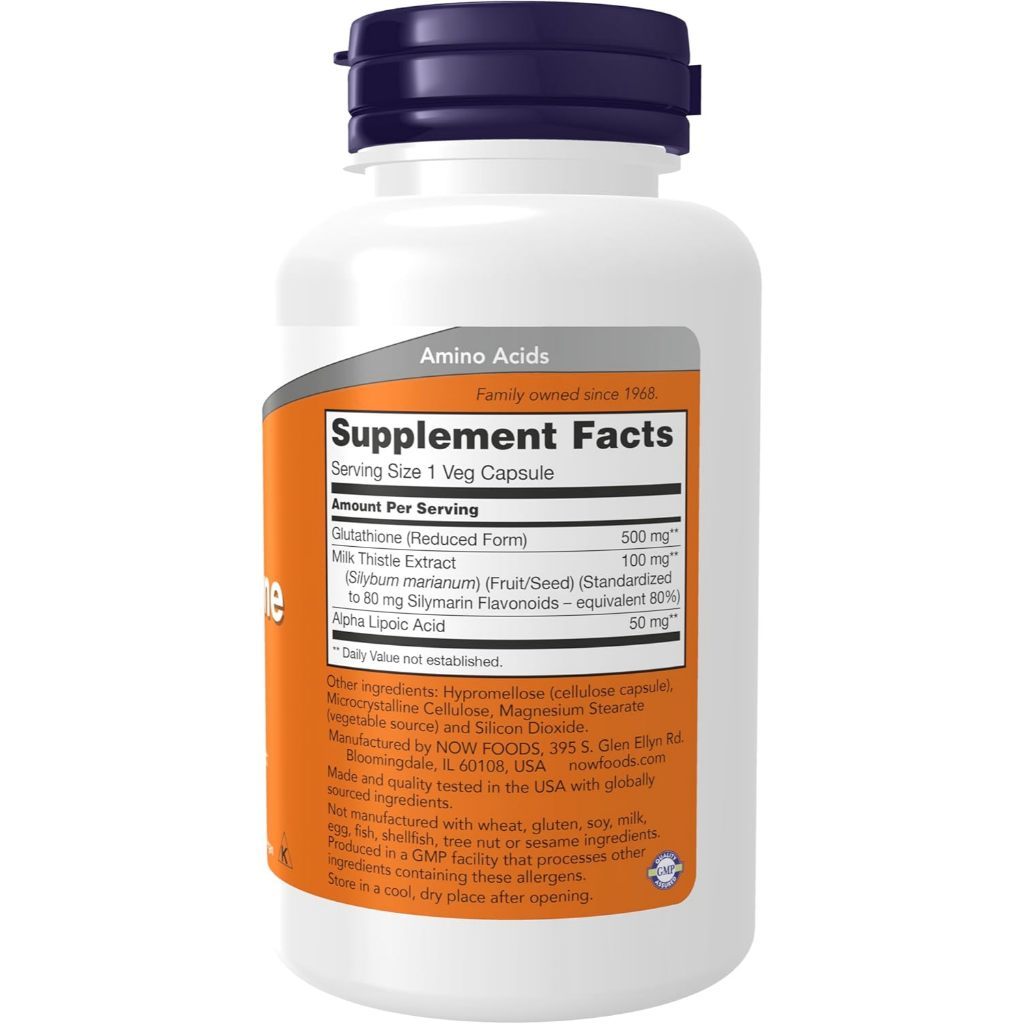 USA Supplements | NOW Foods, Glutathione, 500 mg, 60 Veg Capsules ( Detox Support )
