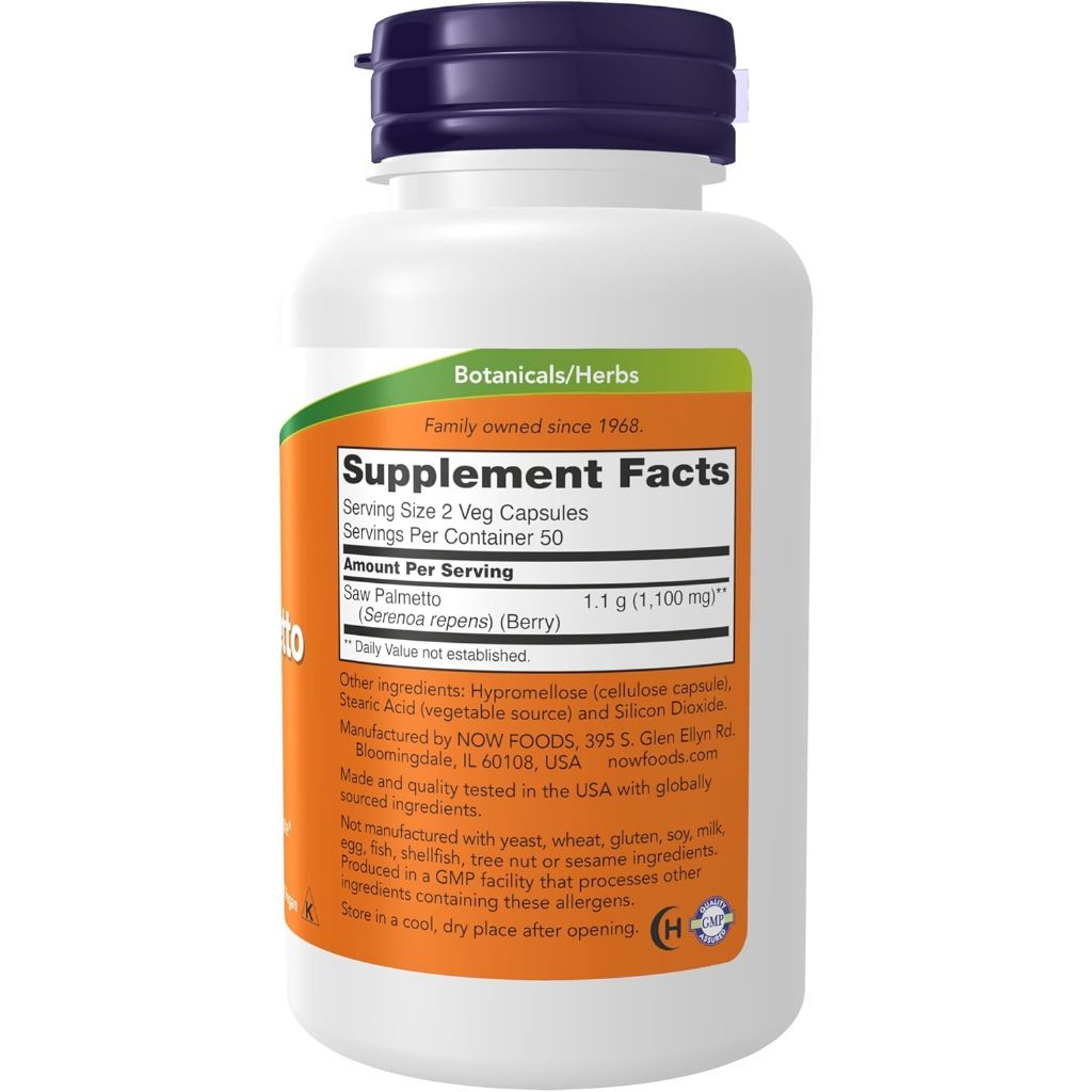 USA Supplements | NOW Foods, Saw Palmetto Berries, 100 Veg Capsules ( Men's Health )