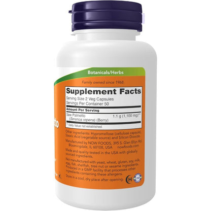 USA Supplements | NOW Foods, Saw Palmetto Berries, 100 Veg Capsules ( Men's Health )