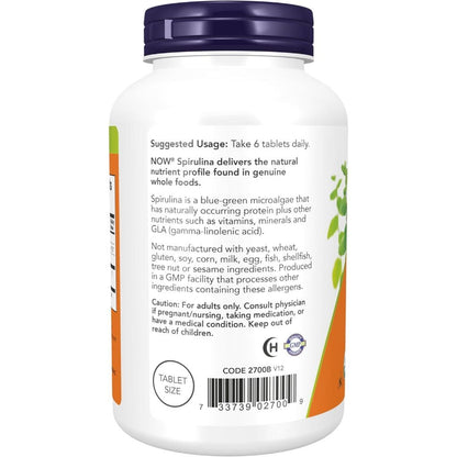 USA Supplements | NOW Foods, Certified Organic Spirulina, 500 mg, 500 Tablets ( Immune Support )