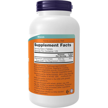 USA Supplements | NOW Foods, Magnesium Citrate, 250 Tablets ( Nervous System Support )