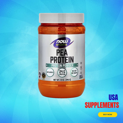 USA Supplements | NOW Foods, Sports, Pea Protein, Unflavored, 12 oz ( Supports Muscle Growth )