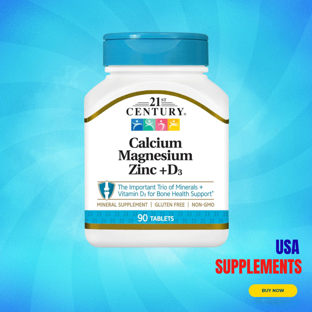 USA Supplements | 21st Century, Calcium Magnesium Zinc + D3, 90 Tablets ( Bone Support )
