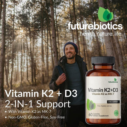 USA Supplements | Futurebiotics, Vitamin K2 + D3 , 120 Capsules ( Supports Strong Bones and Teeth )