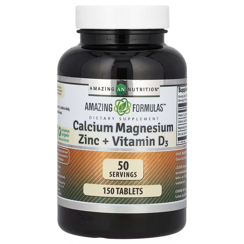 USA Supplements | Amazing Nutrition, Calcium Magnesium Zinc + Vitamin D3 ( Supports Bone Strength )