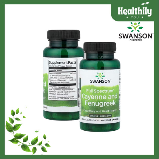 HealthilyYou | Swanson, Full Spectrum® Cayenne and Fenugreek, 60VegCaps Circulatory and Heart Health