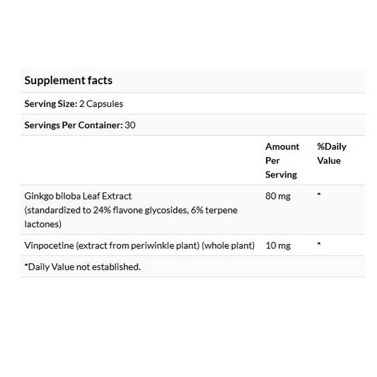 HealthilyYou | Swanson, Ginkgo with Vinpocetine, Standardized, 60 Capsules Cognitive & Memory Health