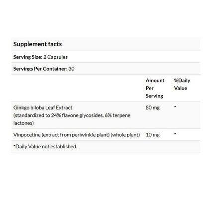 HealthilyYou | Swanson, Ginkgo with Vinpocetine, Standardized, 60 Capsules Cognitive & Memory Health