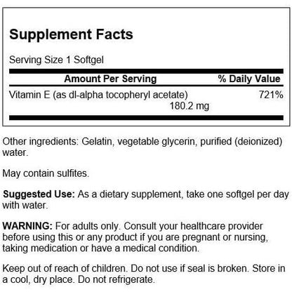 Healthily You | Swanson, Vitamin E-400, 180.2 mg (400 IU), 60 Softgels Antioxidant Protection
