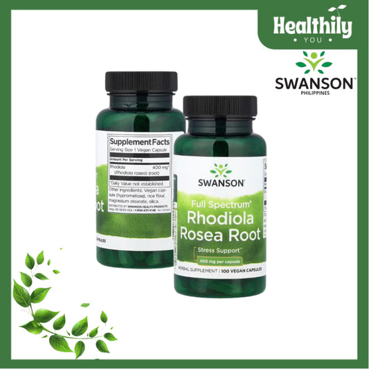 HealthilyYou | Swanson, Full Spectrum Rhodiola Rosea Root, 400 mg, 100 Capsules Stress Support