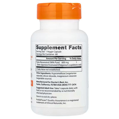 USA Supplements | Doctor's Best, Trans-Resveratrol ( Heart & Circulatory Support )