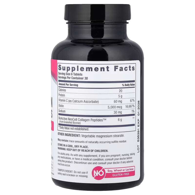USA Supplements | NeoCell, Grassfed Collagen Peptides + Vitamin C & Biotin ( Supports Healthy Hair )