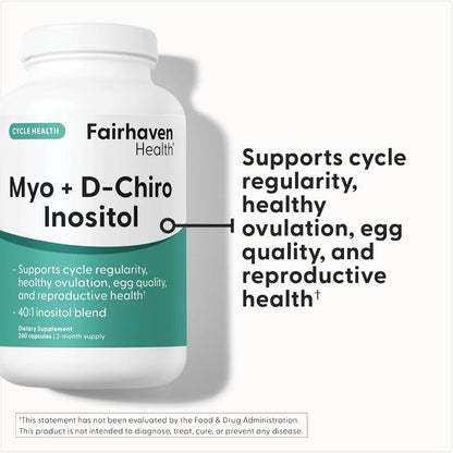 USA Supplements | Fairhaven Health, Myo + D-Chiro Inositol, 120 Capsules ( Hormonal Support )