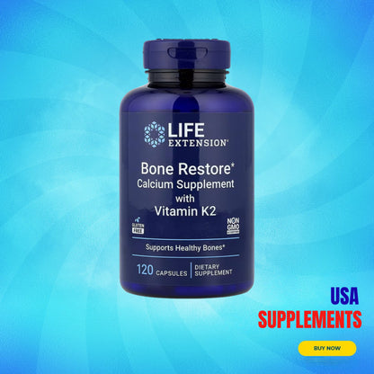 USA Supplements | Life Extension, Bone Restore, Calcium Supplement with Vitamin K2 ( Bone Strength )