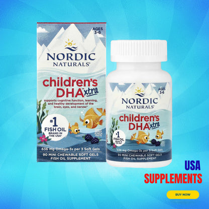 USA Supplements | Nordic Naturals, Children's DHA™ Xtra, 90 Mini Chew Soft Gels ( Brain Health )