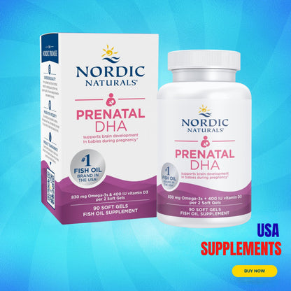 USA Supplements | Nordic Naturals, Prenatal DHA, 90 Soft Gels ( Baby’s Brain Development )