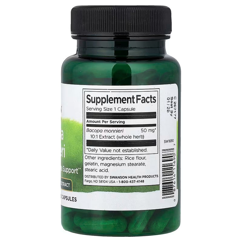USA Supplements | Swanson, Bacopa Monnieri, 90 Capsules ( Cognitive Function & Memory Support )
