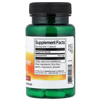 USA Supplements | Swanson, Benfotiamine, High Potency, 160 mg, 60 Capsules ( Nerve Health Support )