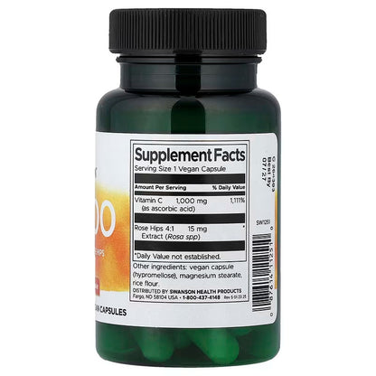 USA Supplements | Swanson, C-1000 with Rose Hips, 30 Vegan Capsules ( Immune System Support )