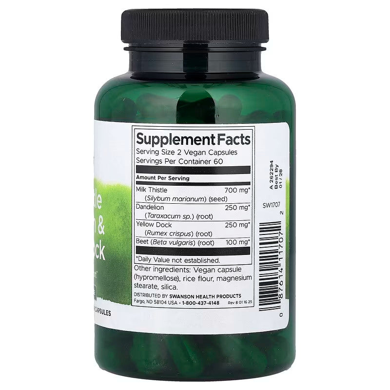 USA Supplements | Swanson, Milk Thistle Dandelion & Yellow Dock ( Detoxification Support )