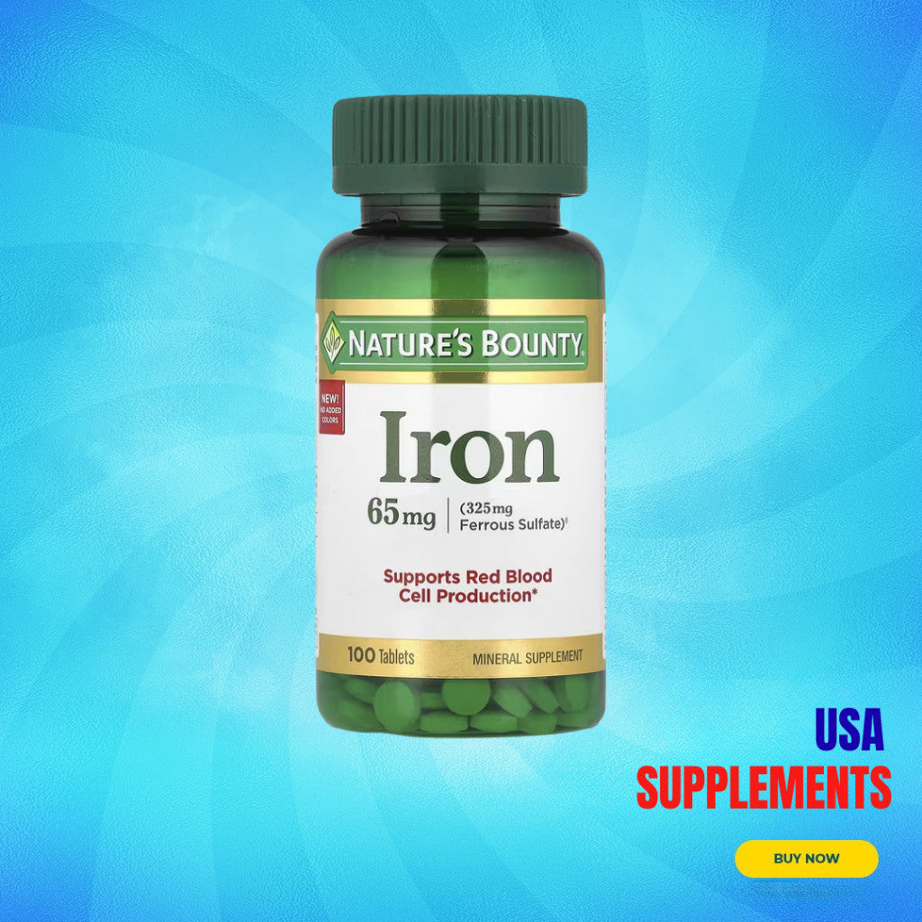 USA Supplements | Nature's Bounty, Iron, 65 mg, 100 Tablets ( Supports Red Blood Cell Production )