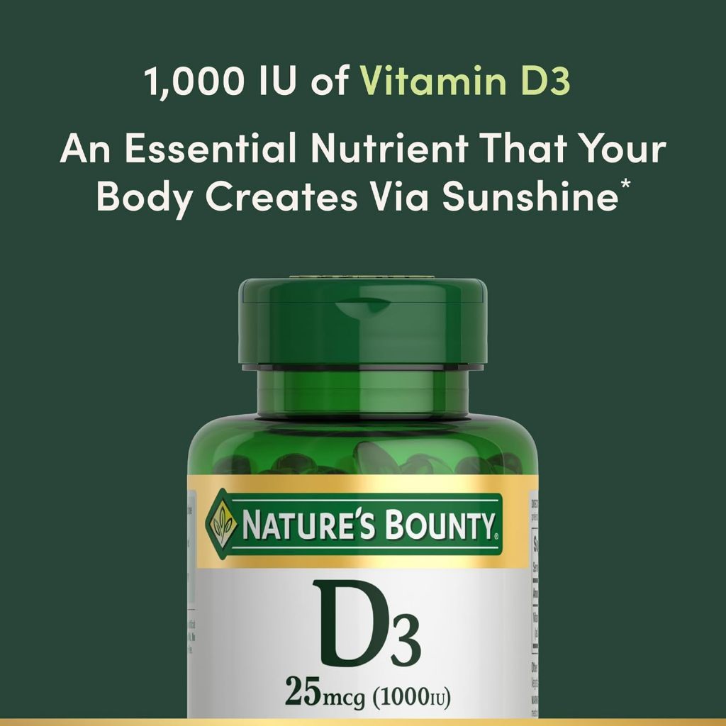 USA Supplements | Nature's Bounty, Vitamin D3, 25 mcg, 250 Rapid Release Softgels ( Bone Health )