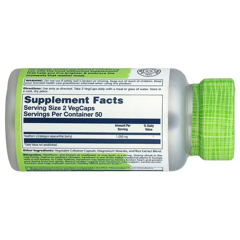 USA Supplements | Solaray, True Herbs, Hawthorn, 100 VegCaps ( Heart Health )