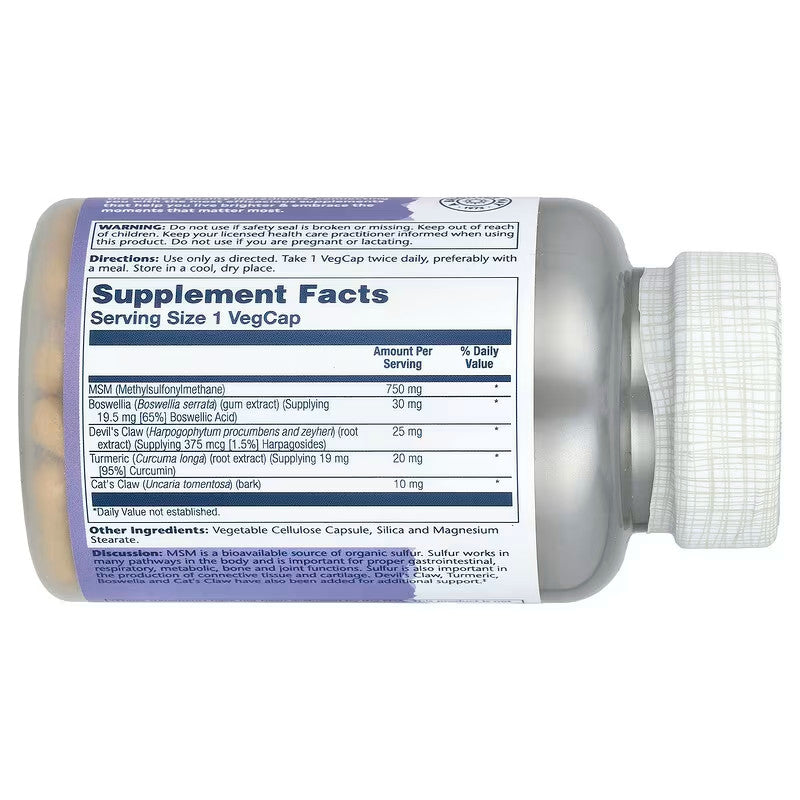 USA Supplements | Solaray, MSM with Turmeric, Boswellia & Devil's Claw ( Bone & Joint Health )
