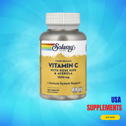 USA Supplements | Solaray, Timed Release Vitamin C with Rose Hip & Acerola ( Immune System Support )