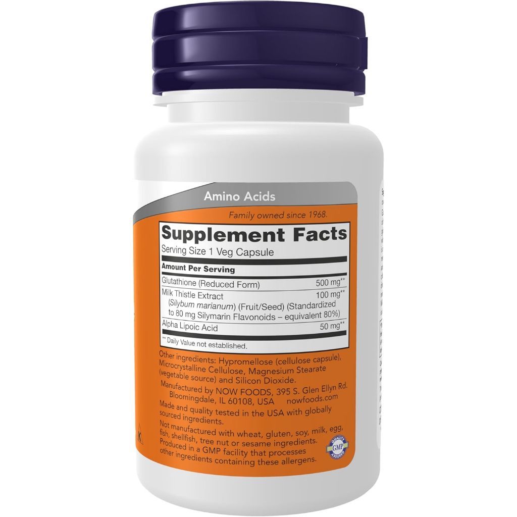 USA Supplements | NOW Foods, Glutathione, 500 mg, 30 Veg Capsules ( Detox Support )
