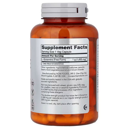USA Supplements | NOW Foods, Sports, L-Glutamine, 1,000 mg, 120 Veg Capsules ( Amino Acids )