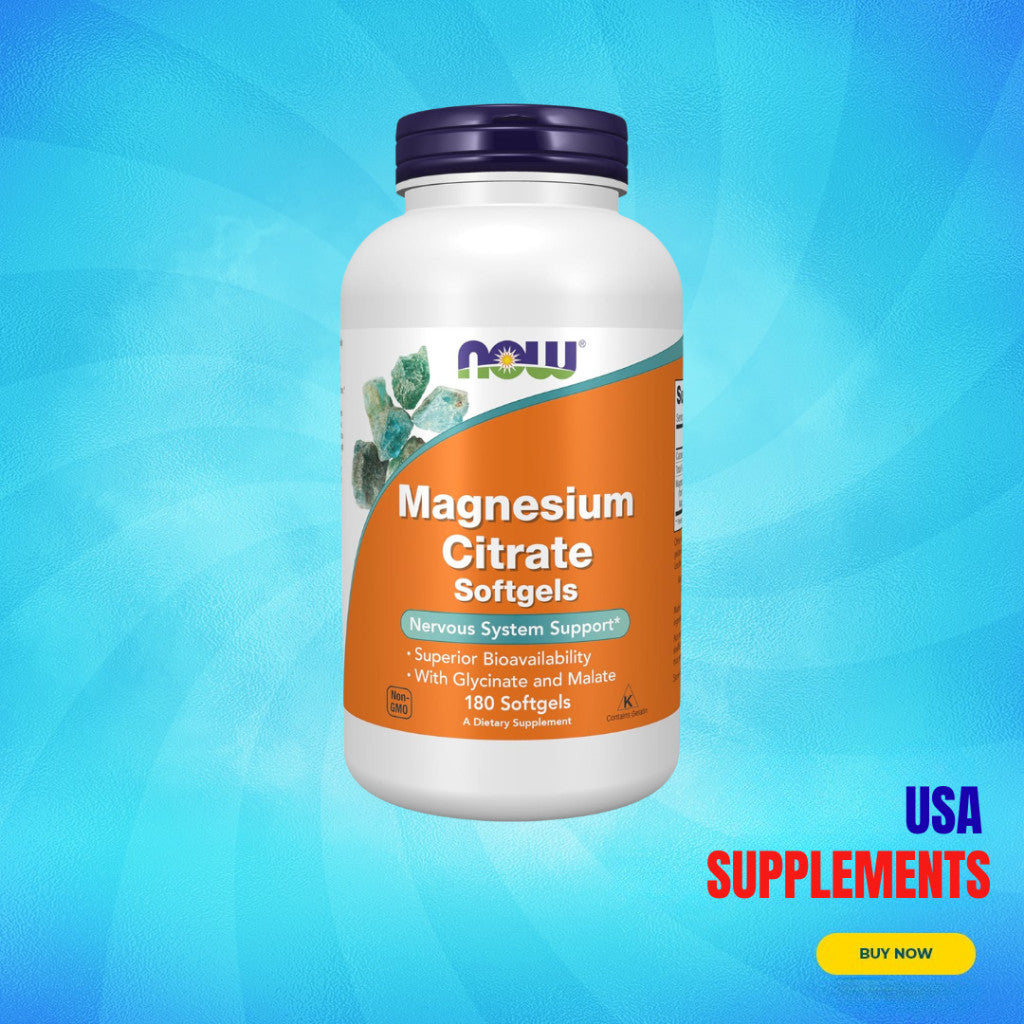 USA Supplements | NOW Foods, Magnesium Citrate, 180 Softgels ( Nervous System Support )