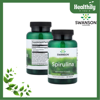 HealthilyYou | Swanson, Spirulina, 500 mg, 180 Tablets Antioxidant Support Green Foods Formula
