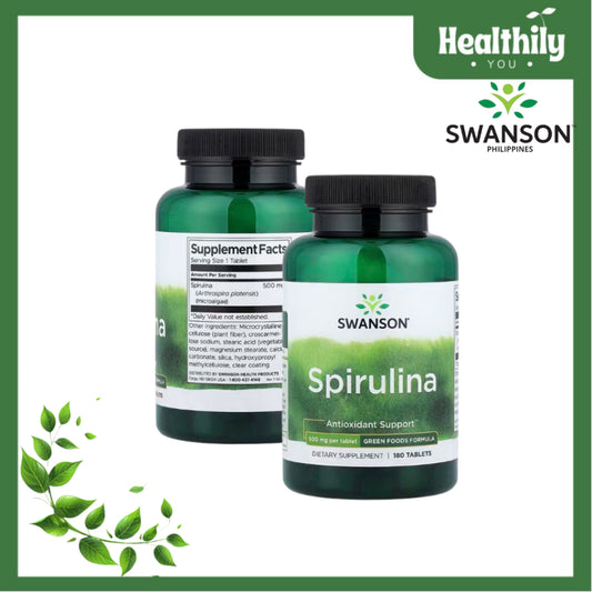 HealthilyYou | Swanson, Spirulina, 500 mg, 180 Tablets Antioxidant Support Green Foods Formula