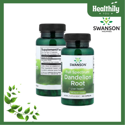 HealthilyYou | Swanson, Full Spectrum® Dandelion Root, 515 mg, 60 Capsules Supports Healthy Liver