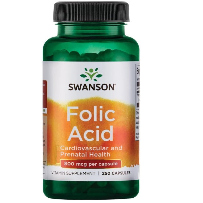 HealthilyYou | Swanson, Folic Acid, 800 mcg, 250 Vegan Capsules Cardiovascular and Prenatal Health