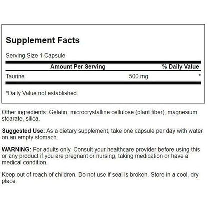 HealthilyYou | Swanson, Taurine, 500 mg, 1,000 mg Capsules, Promotes Cardiovascular Health