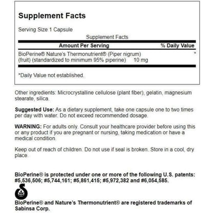 HealthilyYou | Swanson, BioPerine®, 10 mg, 60 Capsules Boosts Nutrient Absorption