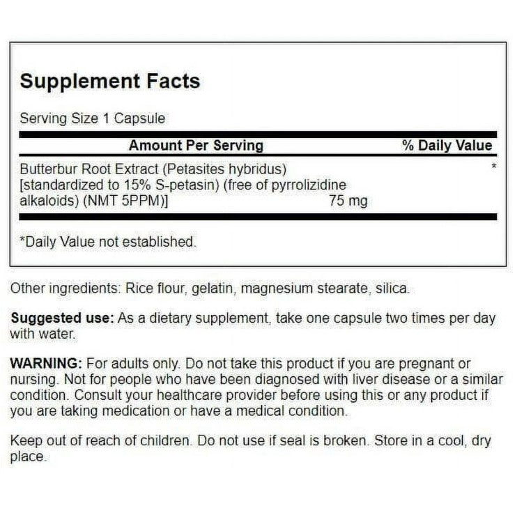 HealthilyYou | Swanson, Butterbur Extract, 75 mg, 60 Capsules Antioxidant Support