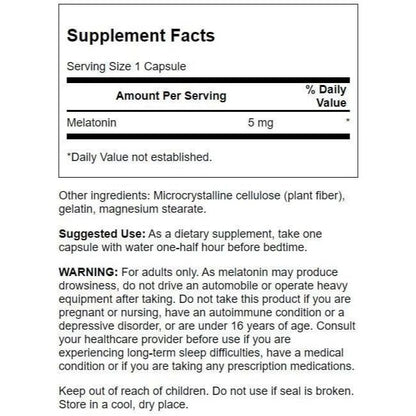 Healthily You | Swanson, Melatonin, Extra Strength 5 mg, 60 Capsules, Sleep Support 100% Drug Free
