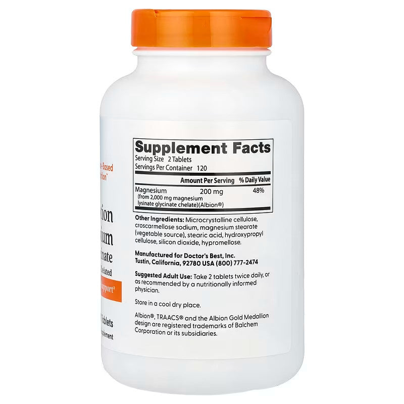 USA Supplements | Doctor's Best, High Absorption Magnesium Lysinate Glycinate ( Sleep Support )