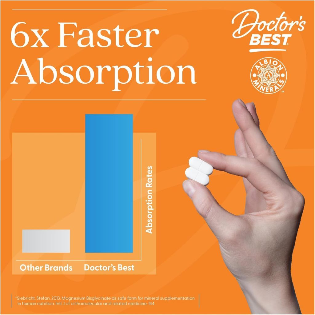 USA Supplements | Doctor's Best, High Absorption Magnesium Lysinate Glycinate ( Sleep Support )