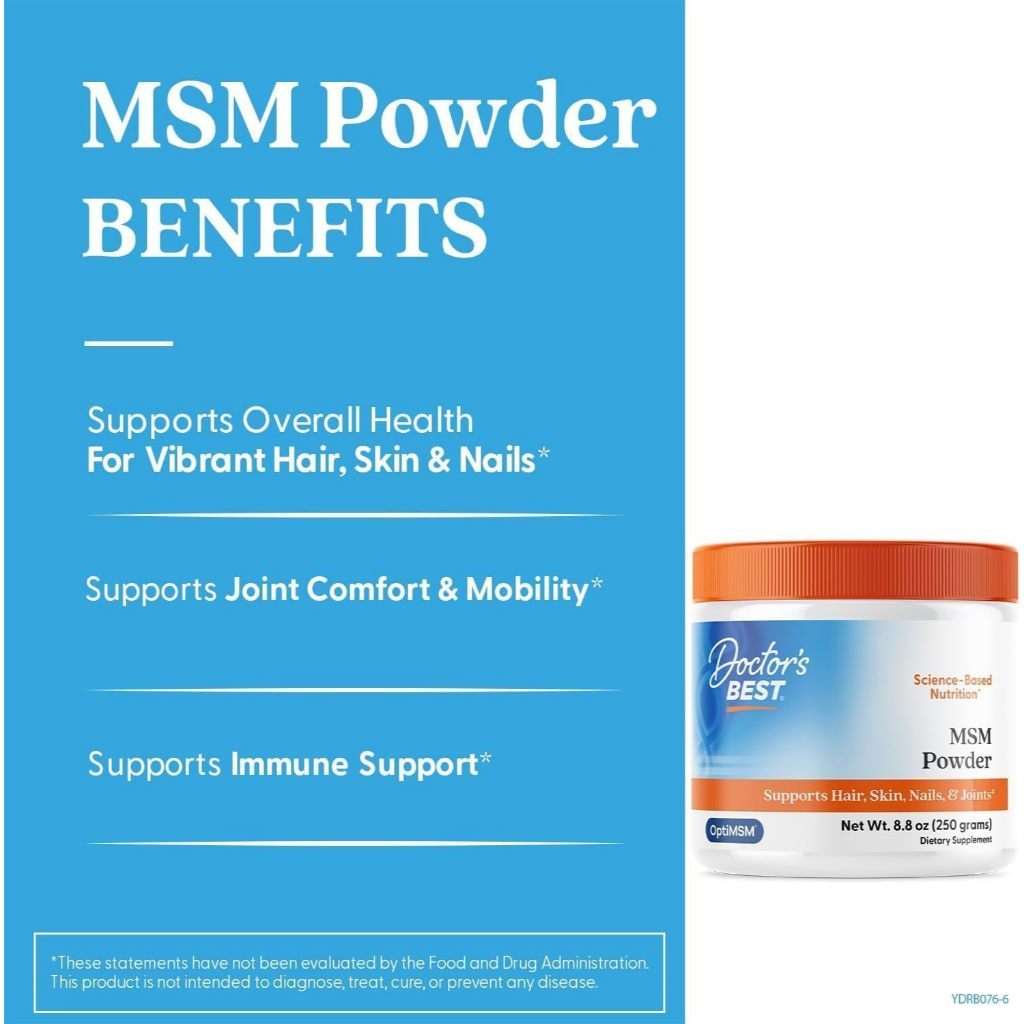 USA Supplements | Doctor's Best, MSM Powder with OptiMSM®, 8.8 oz ( Joint Comfort & Mobility )