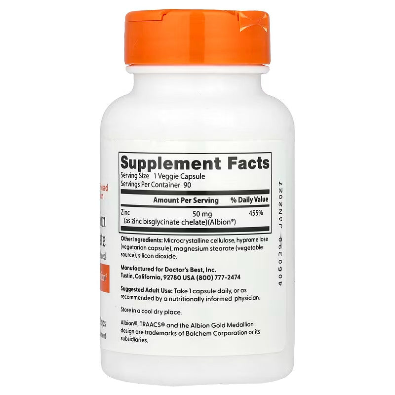 USA Supplements | Doctor's Best, High Absorption Zinc Bisglycinate ( Immune System Support )